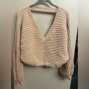Balloon Sleeve Open Back Sweater